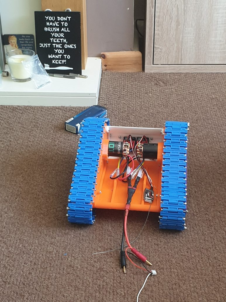 RC Tank fitted with electronics having followed electronics build log
